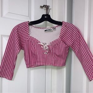 Crop Top Pink Gingham Print